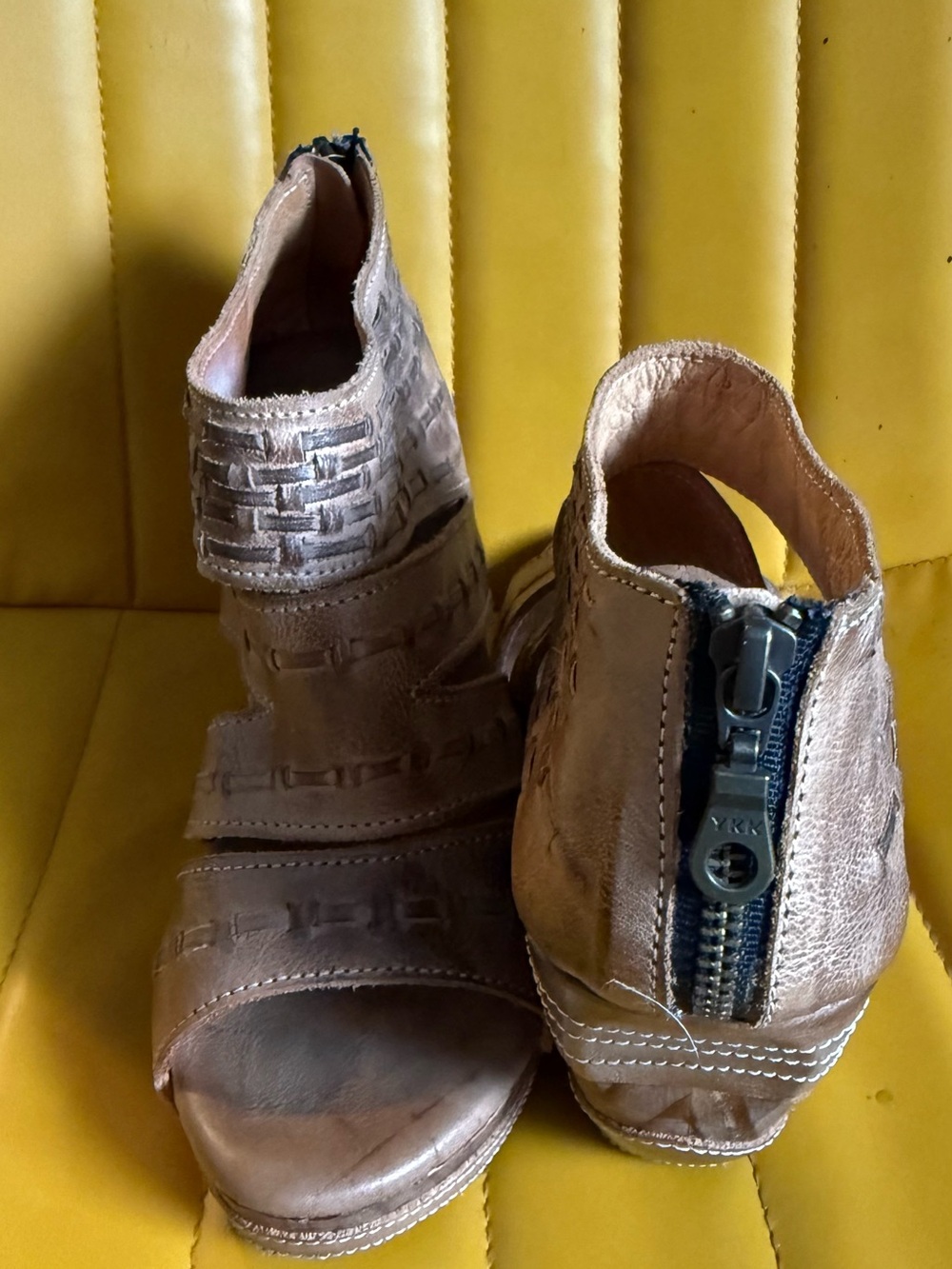 BED STU - Beige Brown Leather Platform Sandals - Picture 7 of 7